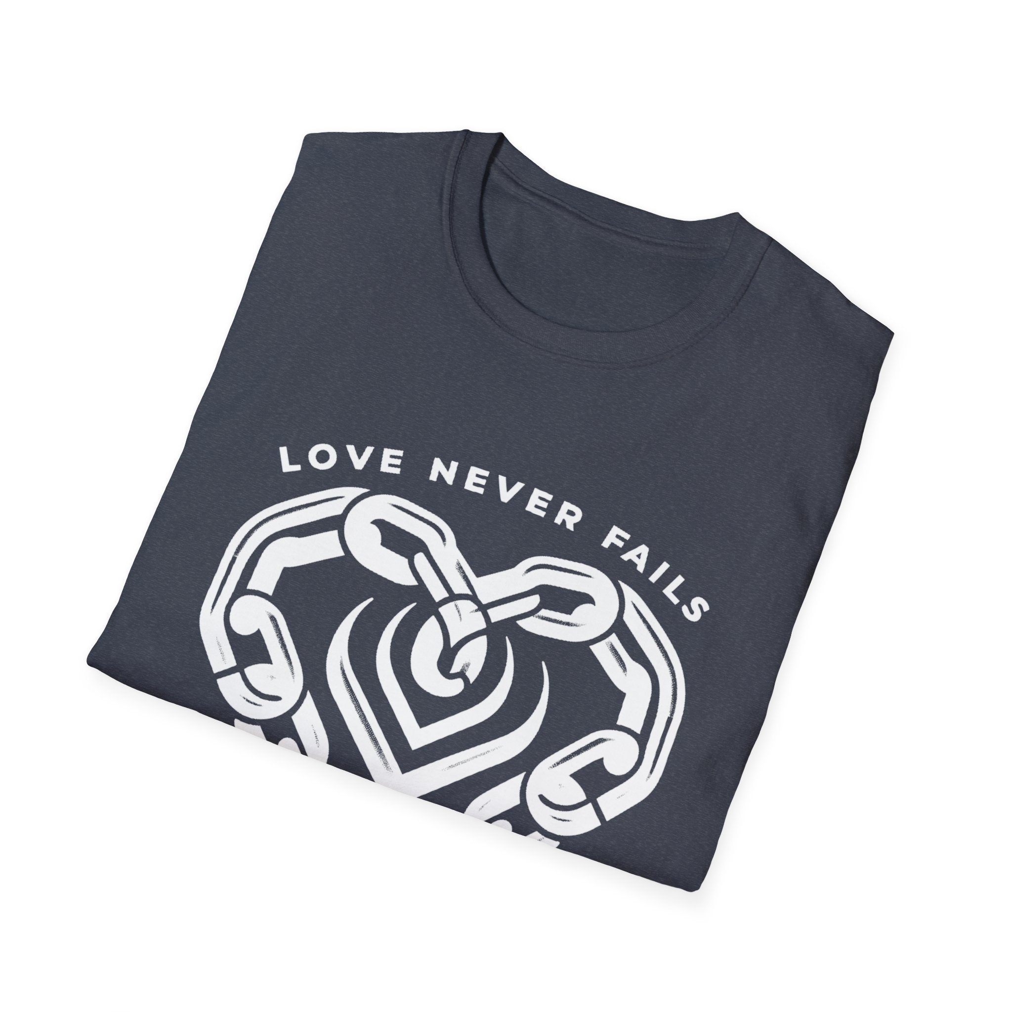 Love Never Fails Heart Chain T-Shirt - Image 44