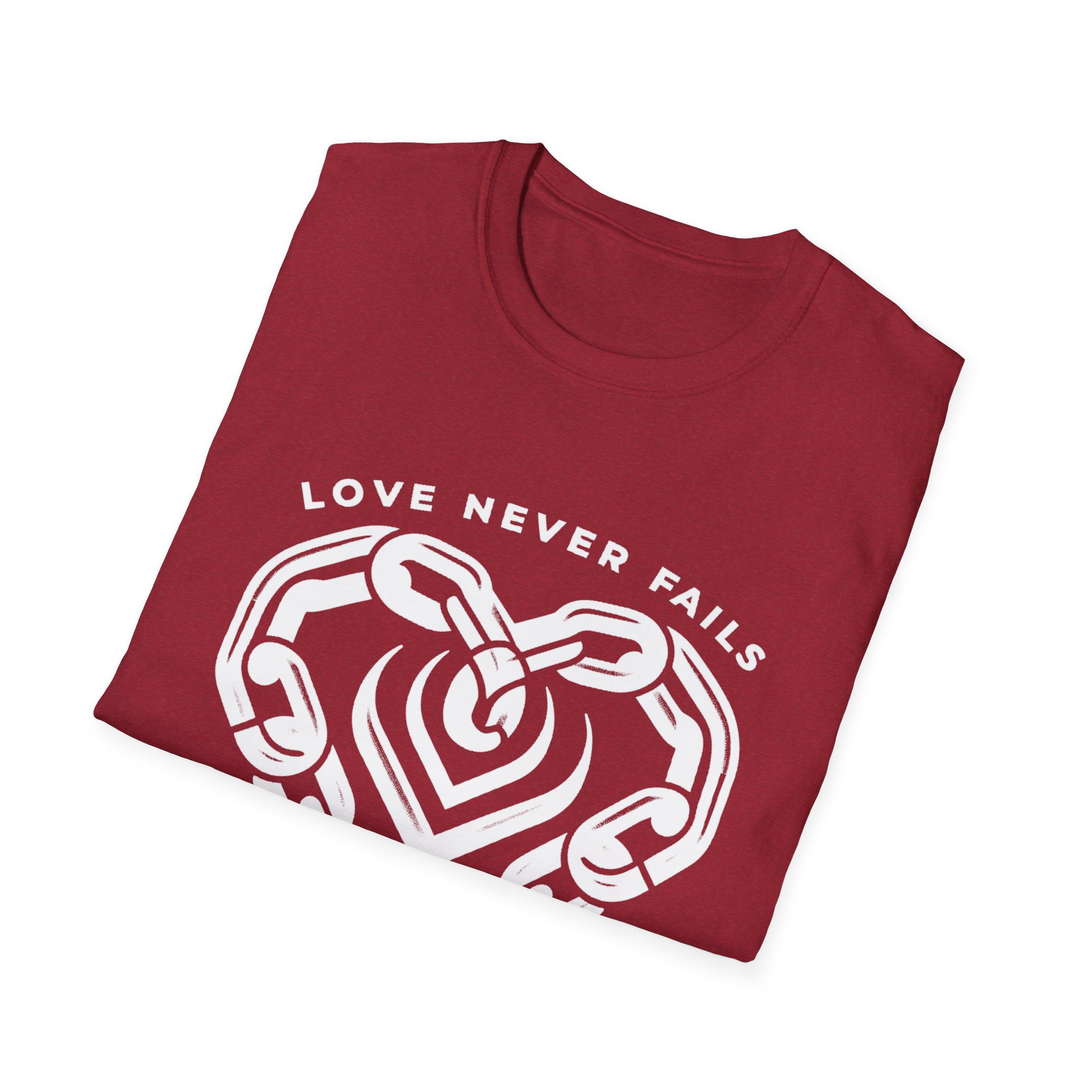 Love Never Fails Heart Chain T-Shirt - Image 48