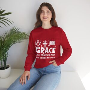 Grace Faith Sweatshirt - "Grace: Love Transcends, Light Guides My Path" Christian Crewneck