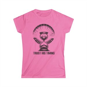 trust his timing inspirational hourglass t-shirt