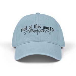 Not Of This World Denim Hat (Black) — Embroidered Christian Baseball Cap