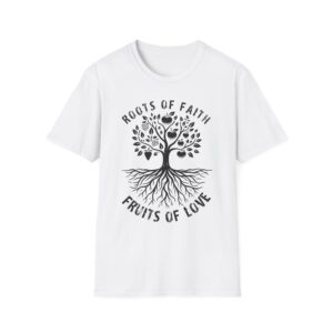 Faith Roots Tree T-Shirt – "Roots of Faith, Fruits of Love" Christian Tee