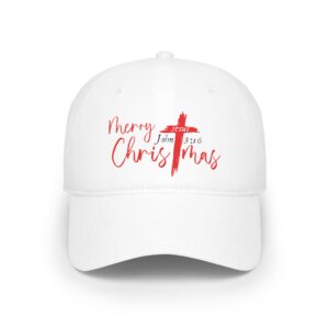 Merry Chris(t)mas Baseball Cap — Christian Christmas Hat with John 3:16 Cross