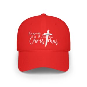 Merry Chris(t)mas Baseball Cap — Christian Christmas Hat with John 3:16 Cross